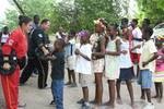 Mr. Hutson and Alexis Hutson teaching Karate in Haiti